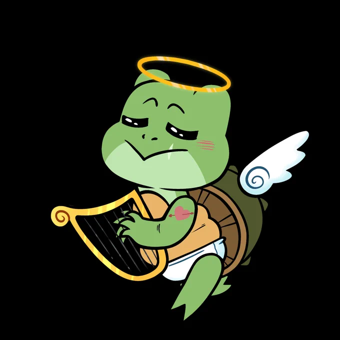 Cartoon illustration of Remy drawn as a cherub for Valentine's Day.