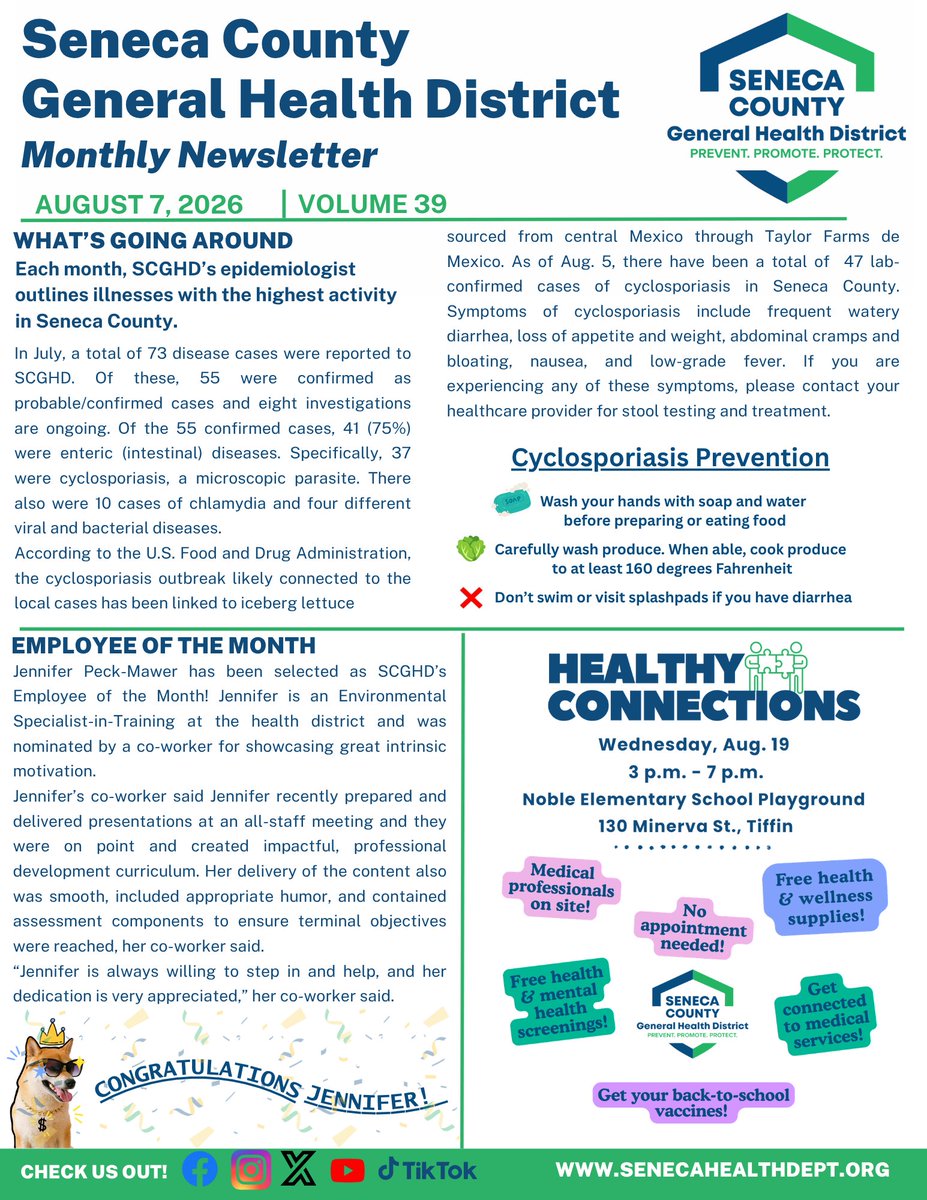 SenecaCoHealth's tweet photo. Our August newsletter is hot off the press! Check it out 📷
https://t.co/Mrow56Mctg https://t.co/zoBIFdtpsZ