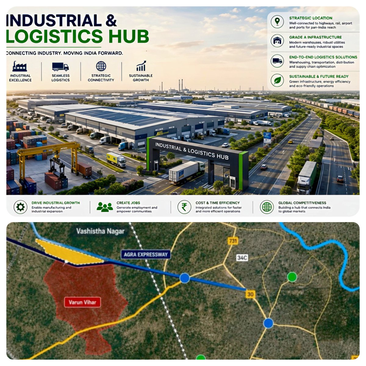 lucknow_index's tweet photo. LDA rolls out the 1st plan on ground under Lucknow State Capital Region - Vashisht Nagar 🔥

The 1035 Acres Township will be the flagship Logistics, Industrial & Economic Corridor for SCR.

₹1328 CR will be spent for land acquisition.

It's located opposite to under construction 6850 Acres Varun Vihar.