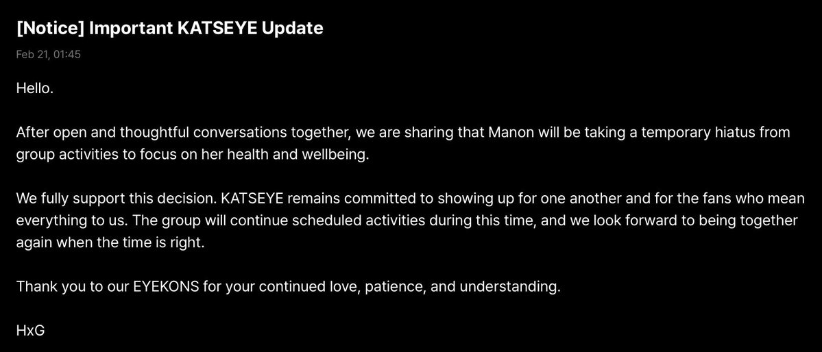 meiyokscherryy's tweet photo. and if you needed any more proof that manon’s hiatus is not a normal health hiatus, the difference between the statements is actually crazy.

i hope sophia gets well soon i know she hates missing things💔 https://t.co/7Rm7XpDbun