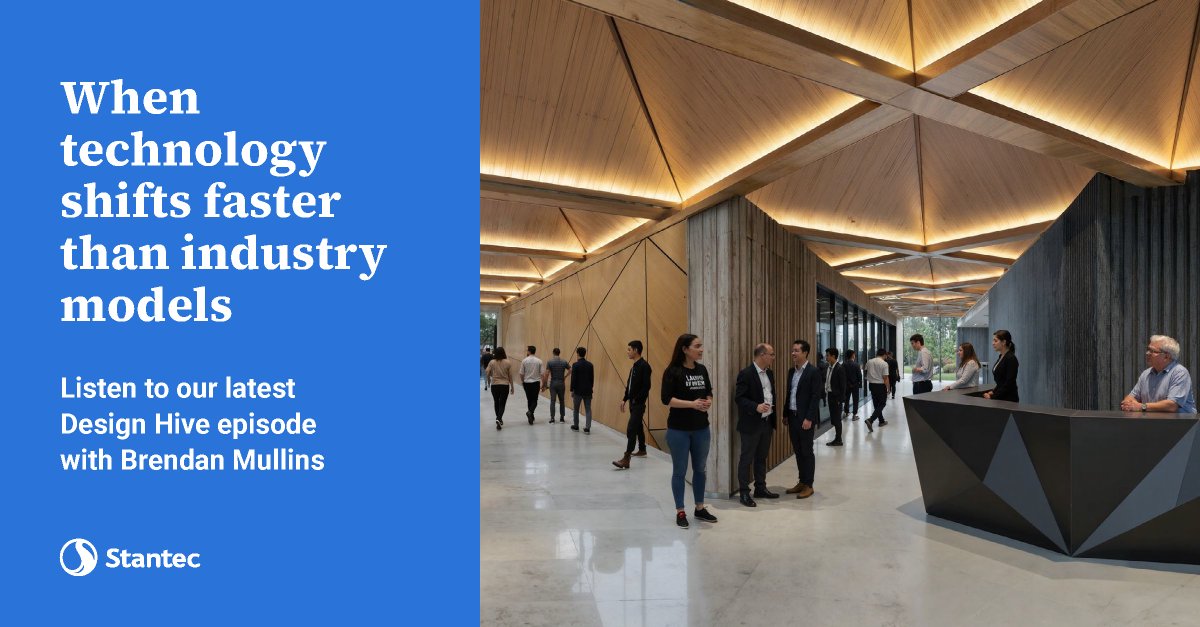 Stantec's tweet photo. Architect and technologist Brendan Mullins talks computational design and AI on the #StantecDesignHive podcast: https://t.co/LacAGxUmdj https://t.co/ESH2mAeCA0