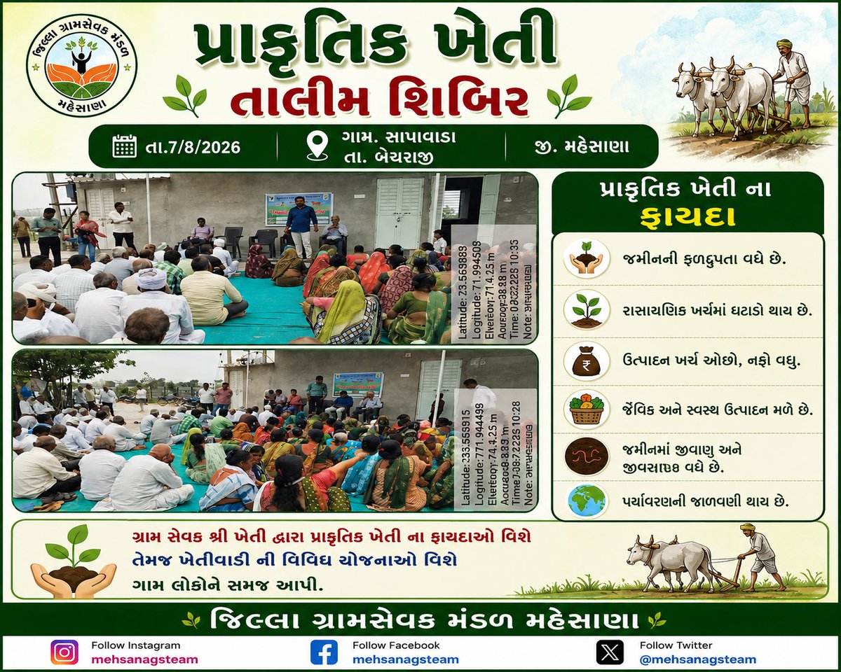 Mehsanagsteam's tweet photo. #કૃષિ_ઉત્પાદકતા_વૃદ્ધિ_અભિયાન
#Krushi_Utpadakta_Vrudhdhi_Abhiyan

@krushipragati
@jitu_vaghani
@GujAgriDept
@CMOGuj
@PMOIndia
@rcmeenaias
@Guj_gramsevak https://t.co/k28qWwdBEq