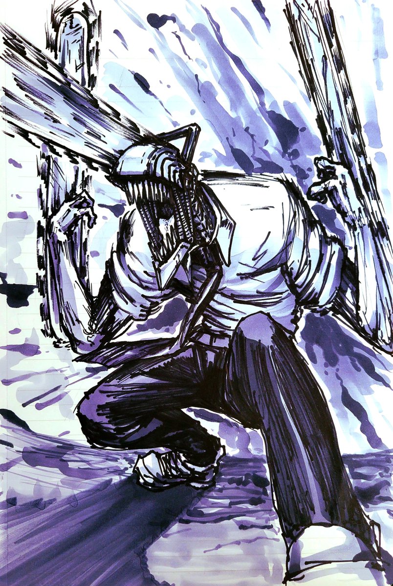 k2rais's tweet photo. 前描いてたチェンソーマン https://t.co/cMKk7Ww6Qt