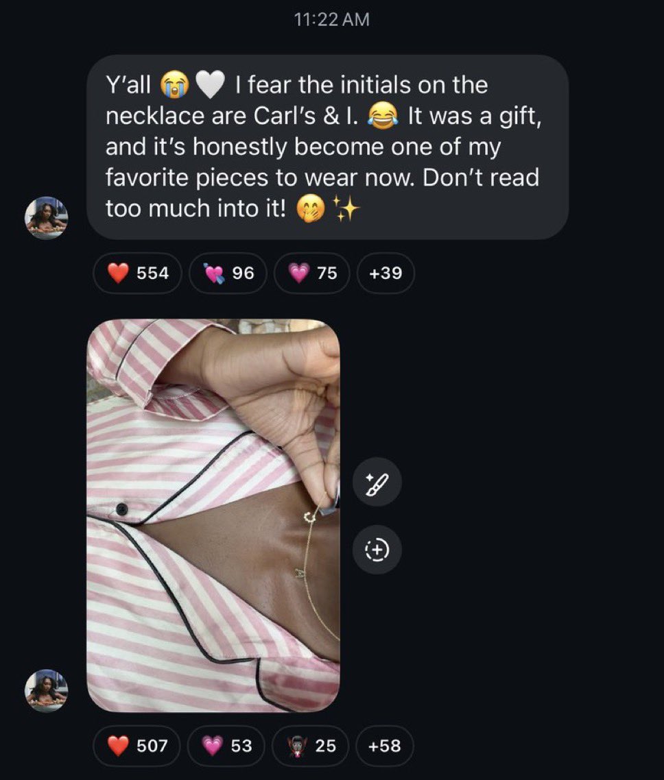 anayaa_thoughts's tweet photo. Soooo where is everybody who said that was Aniya  best friend initial and called me delusional. Just for it to be carl initial. Never delusional just early #carniya #aniya https://t.co/GPkSkzrqms