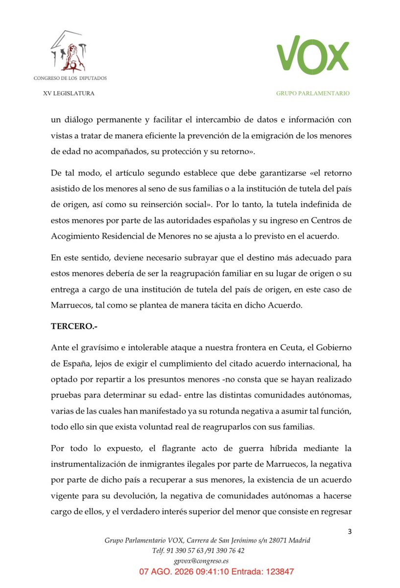 Pepa_Millan's tweet photo. Hoy exigimos en el Congreso el retorno a Marruecos de todos los menores no acompañados llegados a Ceuta y la paralización de su reparto por España. 

Los españoles no podemos ser cómplices de nuestra propia invasión ni participar de ningún secuestro institucionalizado. https://t.co/IgAuzvcl13