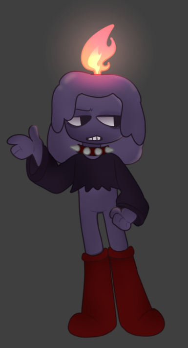 CrumblePuppz's tweet photo. hi waxwell what are you doing even. I really like the new toon in DW so I made this. and also I had this old DW oc that was also a purple candle and im wondering if I should finish this redesign of her . might make her into a sibling for waxwell . #dandysworld #roblox #waxwell https://t.co/KATZ78cIVl