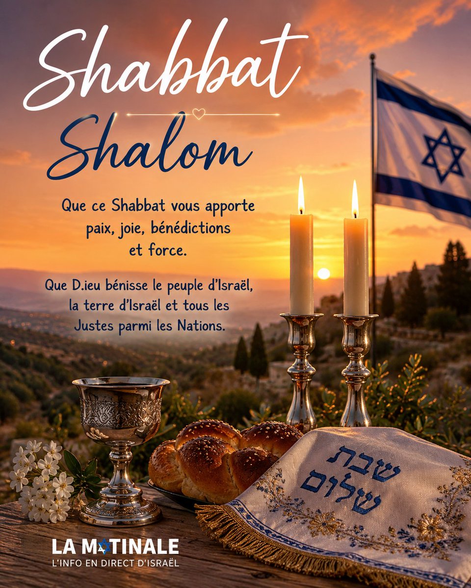 Sarahsa09309757's tweet photo. Depuis Jérusalem, je souhaite un très beau Shabbat Shalom à tous mes abonnés ainsi qu'à tous les amis d'Israël. 🇮🇱

« Je bénirai ceux qui te béniront. » (Genèse 12:3)
Que D.ieu bénisse chacun d'entre vous, vos familles, le peuple d'Israël et tous les Justes parmi les Nations.
Shabbat Shalom ! 🕯️