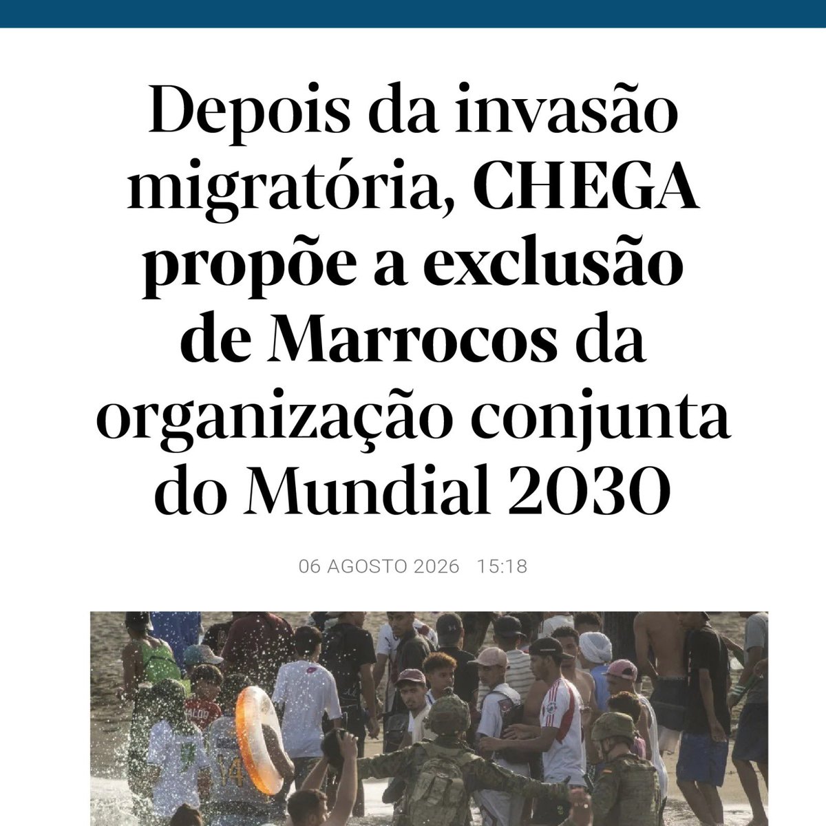 AndreCVentura's tweet photo. O que aconteceu em Ceuta deixou claro que Marrocos está a patrocinar ativamente a imigração ilegal para a Europa e a sua islamização. As acções devem ter consequências. https://t.co/wXUvG4baNJ