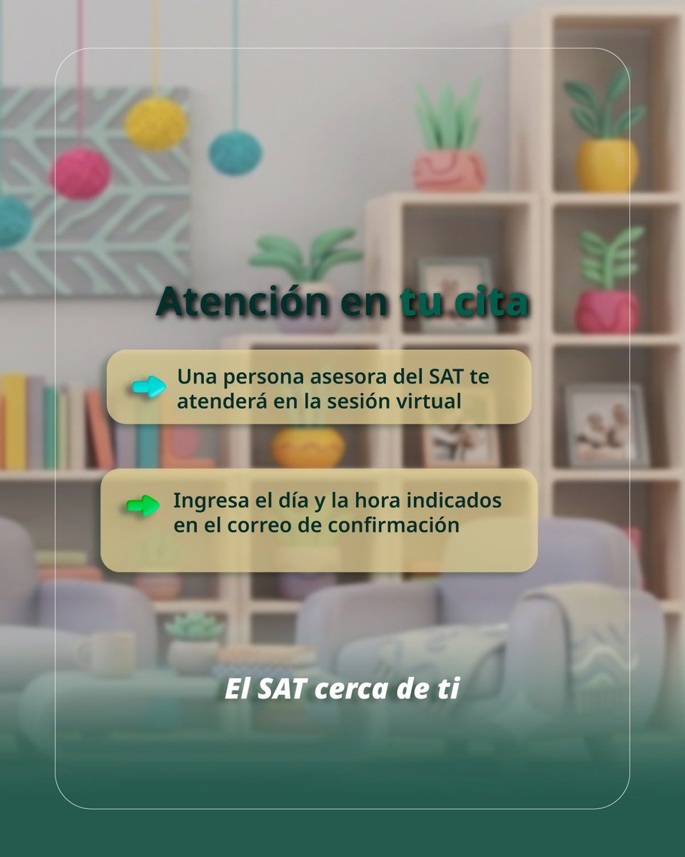 SATMX's tweet photo. 📌 Corrige o incorpora tu CURP en el RFC mediante Oficina Virtual.

Agenda tu cita, envía la documentación requerida y conéctate a tu sesión virtual en la fecha y hora programadas (horario del centro de México).

Registra tu cita en: https://t.co/HtlAkjaD9d https://t.co/25oeJf0IdM