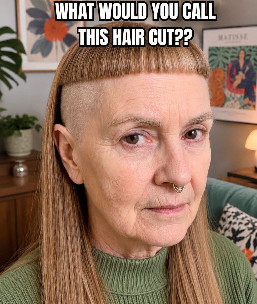 Milliehtu6's tweet photo. 😆 Be honest... If you saw this haircut at a salon, what would you call it? 🤣👇 https://t.co/sztSL2NHOa