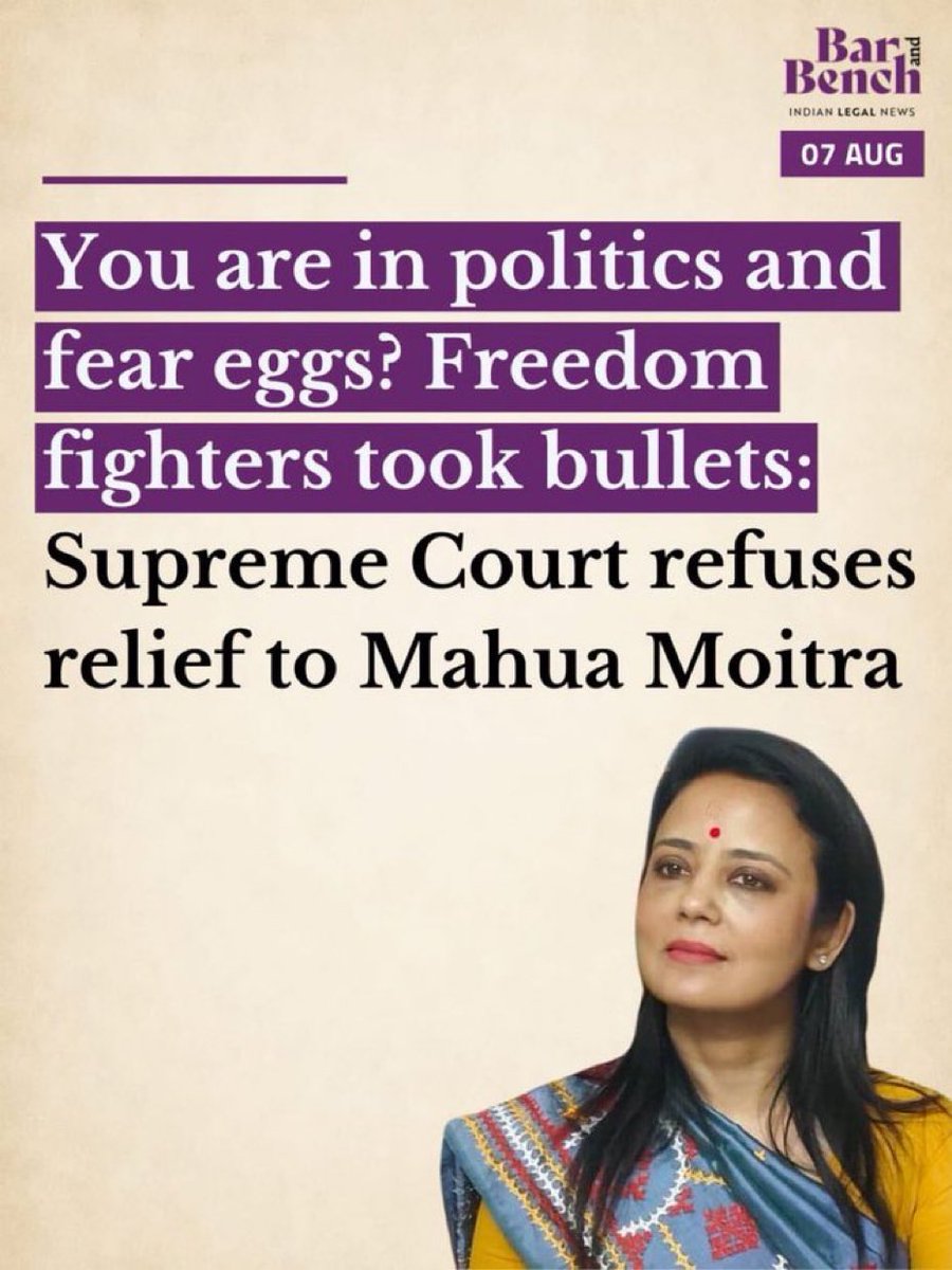 SauravDassss's tweet photo. So does this Supreme Court judge want @MahuaMoitra to take bullets? What kind of motormouth persons have we appointed as judges? Is this the judicial temperament we expect of constitutional court judges? This is why we need to fix judicial accountability. 

The statement is condemnation worthy. Especially when you know about the dire state of affairs in Bengal. If tomorrow anything happens to Ms. Moitra, this bench led by Justice Dipankar Datta will be responsible. He should be ashamed of his conduct. In any functional democracy, such judges would’ve been compelled to resign or be impeached!