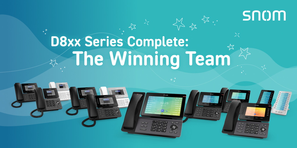 snom's tweet photo. The Snom D8xx Series covers every position: the D895M as captain (8" touchscreen, integrated DECT handset), solid midfield, deep bench.
One team. One playbook. Zero own goals on audio.
Full lineup 👉 https://t.co/6VBHGRAKSh #Snom #VoIP https://t.co/5Te70KoPqJ