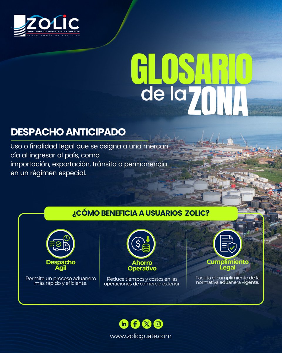 ZOLICGUATEMALA's tweet photo. Hoy en el #GLOSARIODELAZONA conocemos qué es DESPACHO ANTICIPADO.
#ZOLIC53AÑOS https://t.co/Cep2O6b8fZ