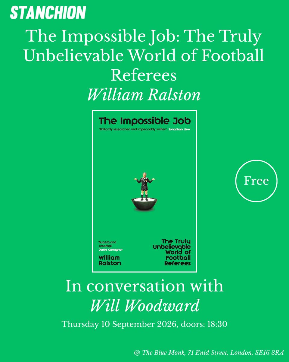 _WilliamRalston's tweet photo. For two years, I followed some of the world's best referees around as they prepared for the 2026 World Cup. I'll be speaking about those experiences in London, on September 10, to promote the book I've written about them. Tickets are free. Few remain. 
https://t.co/oXdgKCuBMb https://t.co/c1niPtjMkd