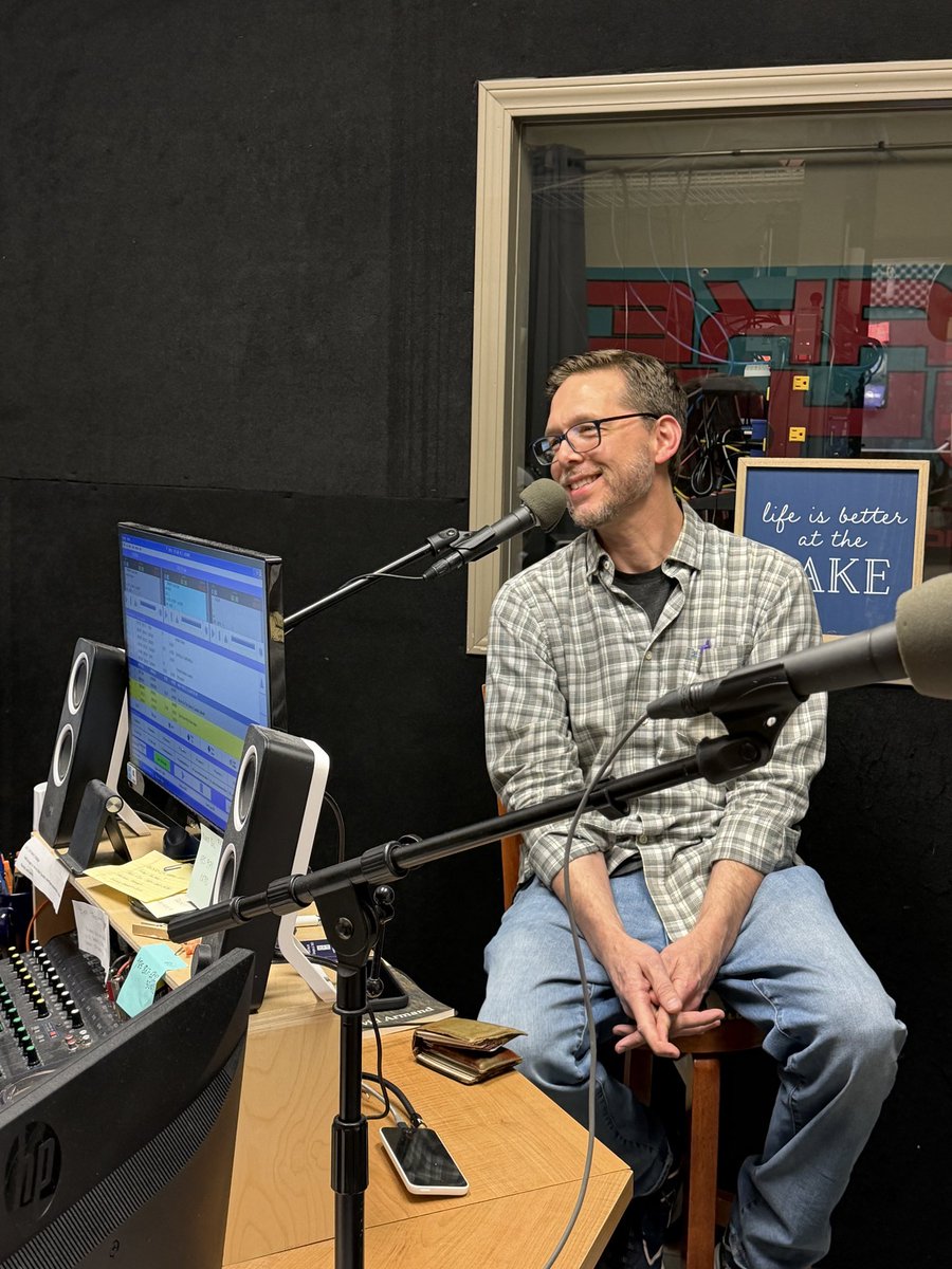 darmandauthor's tweet photo. Running on two hours of sleep, some wickedly strong coffee, and listening to loud music  on the drive over, but it was worth it to hang out in the radio station and talk about some big things I have coming up! 📸 Eva Saladino https://t.co/WlhyVWwi20