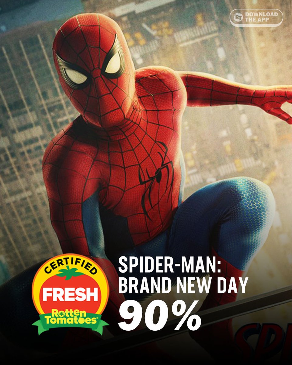 RottenTomatoes's tweet photo. #SpiderManBrandNewDay is Certified Fresh at 90% on the Tomatometer, with 390 reviews: https://t.co/8PtUYwj9CM https://t.co/C9wBMwd49i
