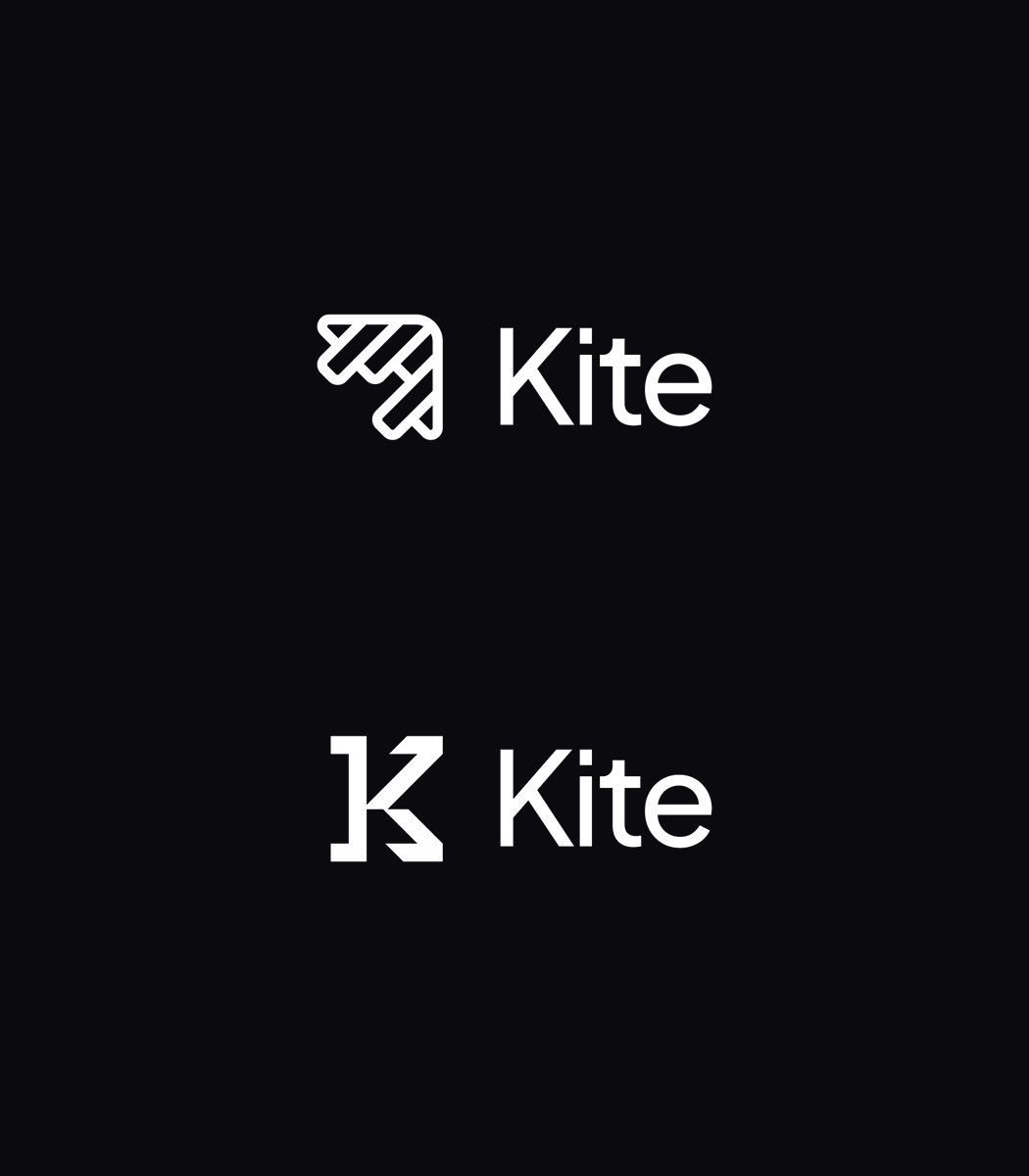 0xhammermann's tweet photo. When working on the logo, I ended up with 2 distinct concepts for Kite. I decided to go for the kite shape because, well, I wanted it to be a kite. But I gotta admit I really liked the monogram too.

I hope I didn't flop with my decision here o.O https://t.co/pqI93D2um4