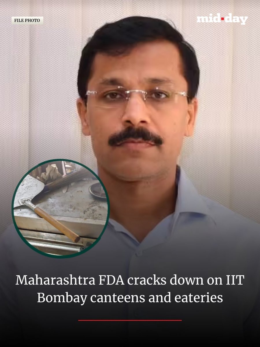 mid_day's tweet photo. The Maharashtra Food and Drug Administration (FDA) has intensified its food safety drive, taking action against several eateries in Mumbai and Navi Mumbai, including canteens operating on the IIT Bombay campus.

Read more: https://t.co/NKPsZwsSHn https://t.co/dJj4Wwq3eB