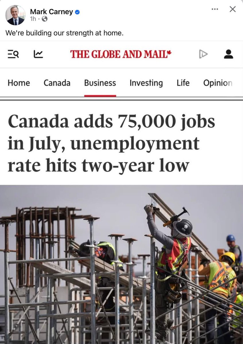 Scojonny's tweet photo. @PierrePoilievre Canada is doing great thanks to the leadership of PM Mark Carney. https://t.co/emChb7T4hY