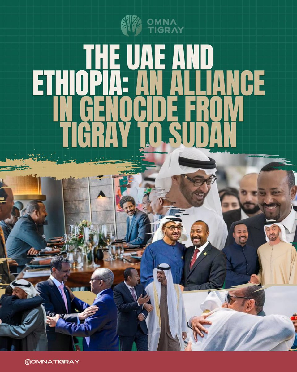 OmnaTigray's tweet photo. The UAE has built its closest partnership in the Horn of Africa with Ethiopia. It is a partnership that armed Ethiopia during the genocidal war on Tigray. It now runs straight through the war in Sudan.

From Tigray to Darfur, the same two governments are implicated in genocide.

 #TigrayGenocide #KeepEyesOnSudan #UAE #Ethiopia #Sudan #Tigray

🧵A thread on evidence