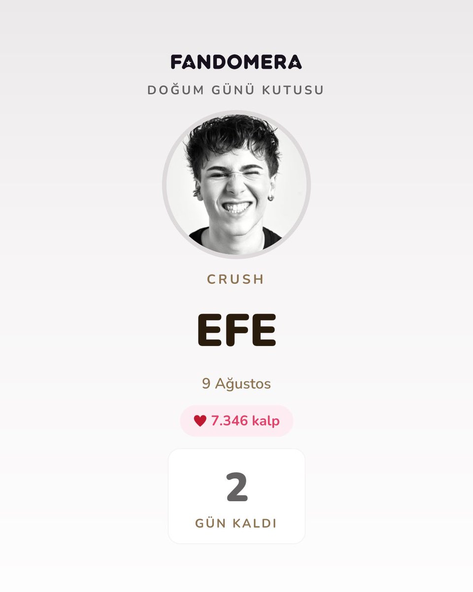 fandomeratr's tweet photo. Efe’in doğum gününe 2 gün 🎂

Kutuya yazdığın mesaj tam o gün açılacak · şimdiden yaz, sürpriz kalsın.

https://t.co/RnM2ZCStPN https://t.co/XqkAfvtV9o
