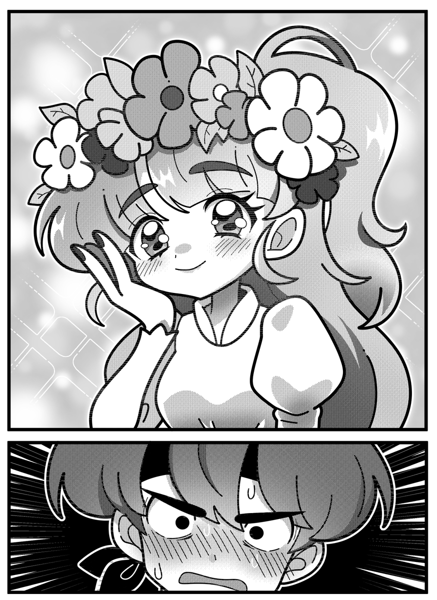 marikyuunVT's tweet photo. To celebrate the release of fields of mistria, I drew a dumb Mari x March comic ✨ https://t.co/ykHOxK0tD2