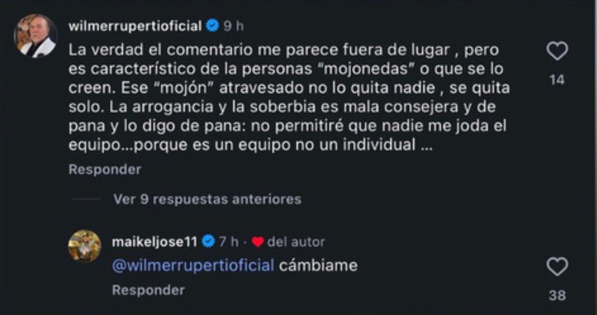 estendenciavzl's tweet photo. "Wilmer Ruperti" dueño de los Tiburones de la Guaira. 

Es tendencia porque respondió a las declaraciones de Maikel García, acusándolo de estar “mojoneado” y tener un “mojón atravesado que no se lo quita nadie”. 

“No permitiré que nadie me joda el equipo”. 

Maikel le respondió con un simple “cámbiame”.