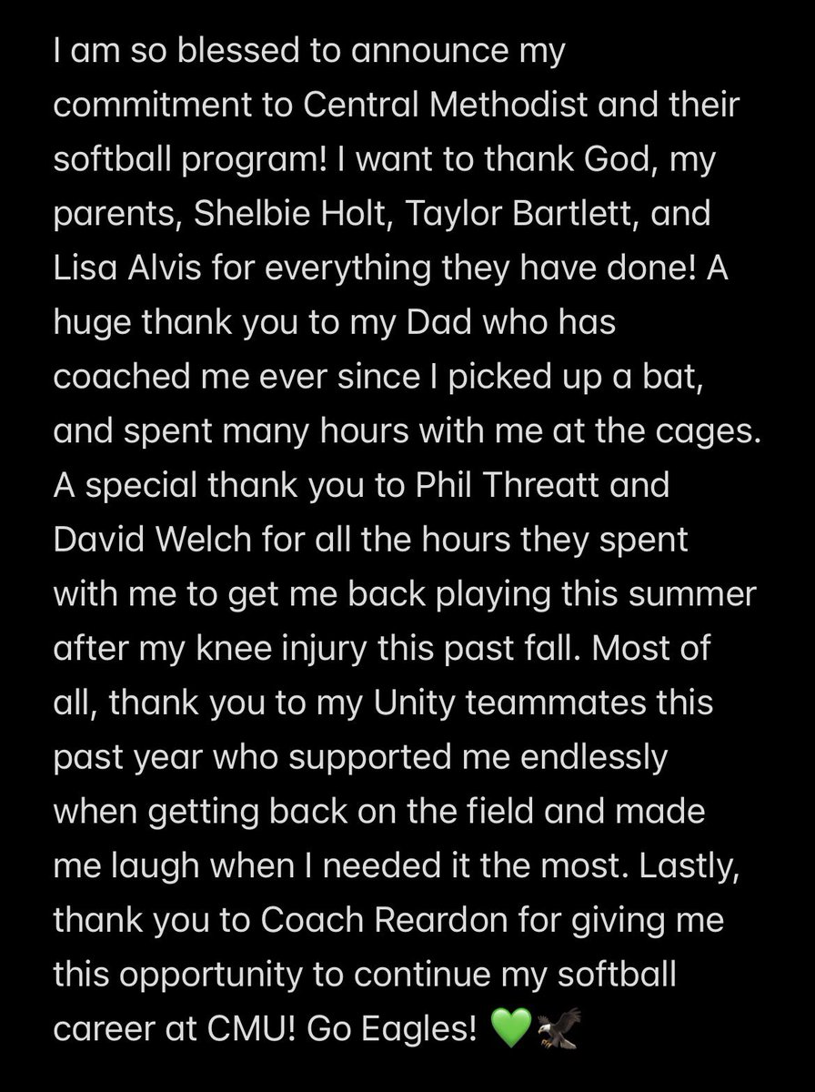khagler2027's tweet photo. Committed! 💚🦅 @UnityFPMidMO @cmueaglesSB @tbartlett76 @shelbielea_18 @LSimms2 @phil_threatt https://t.co/fYBUV45XI1