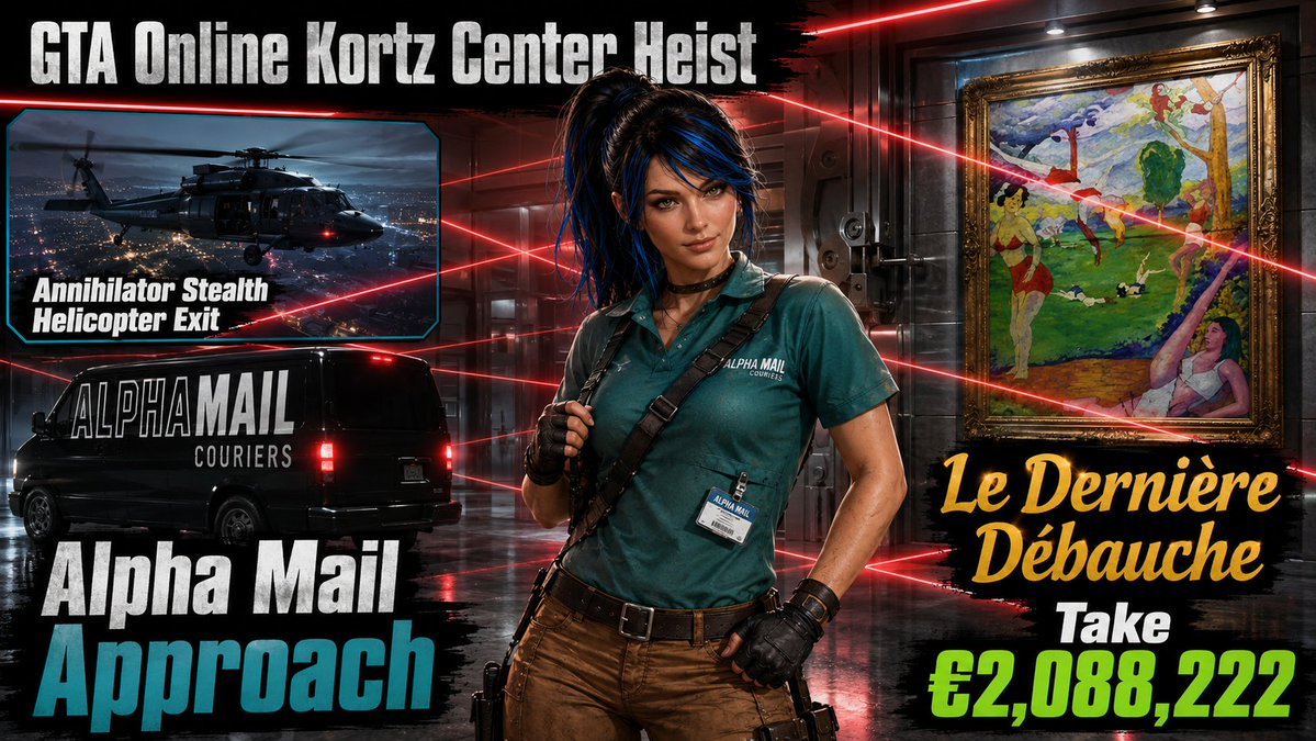 GrandTheftAdams's tweet photo. #GTAOnline #GTAV #KortzCenter #KortzCenterHeist #AlphaMail #CourierApproach #CourierDisguise #SoloStealth #StealthHeist #Annihilator #ArtHeist #PaintingHeist #GTAHeist #RockstarGames #LexiChronicles https://t.co/V8lkepllNd