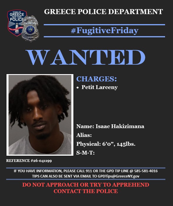 GreecePoliceNY's tweet photo. 🚨#FUGITIVEFRIDAY🚨
Any INFO? 📲Call the GPD tip line @ 585-581-4016 or 📨email tips to GPDTips@GreeceNY.gov
@ROCHNYCRIMEINFO https://t.co/Z9bb9yhVf3