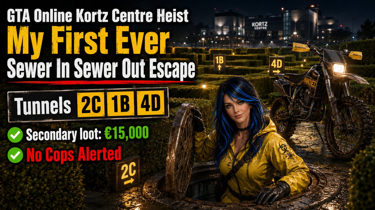 GrandTheftAdams's tweet photo. #GTAOnline #GTAV #KortzCenter #KortzCenterHeist #SewerApproach #SewerRoute #FirstAttempt #SoloStealth #StealthHeist #NoCopsAlerted #SecondaryLoot #Sanchez #GTAHeist #RockstarGames #LexiChronicles https://t.co/JivaGGFnaf