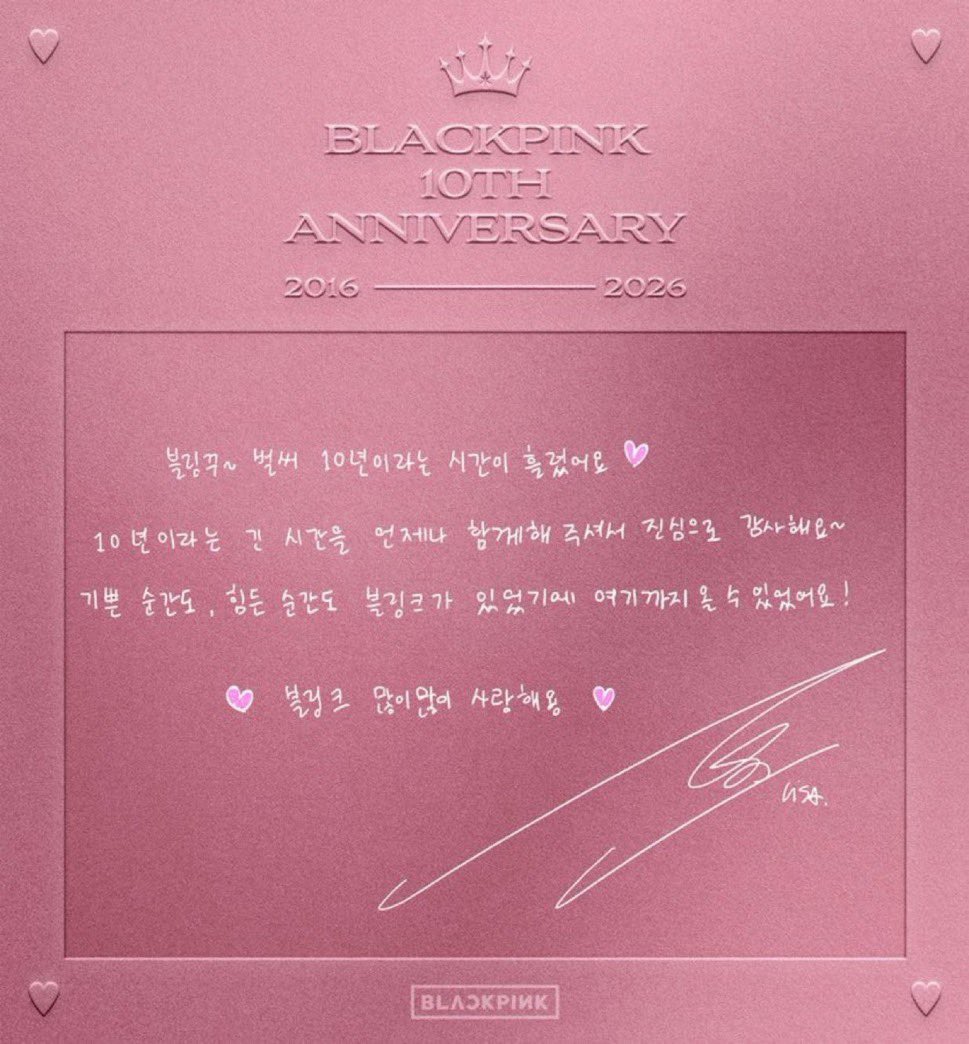 LiliesHome_'s tweet photo. Blink~ 10 years of time have already passed💗

Thank you from the bottom of my heart for always staying by my side during this long period of 10 years~ Whether it was a happy moment or a difficult moment, I could come all the way here because Blink was there!

💗I love you so much💗

Message from #LISA @wearelloud 

ALWAYS WITH LISA
#10YearsWithBP_LISA