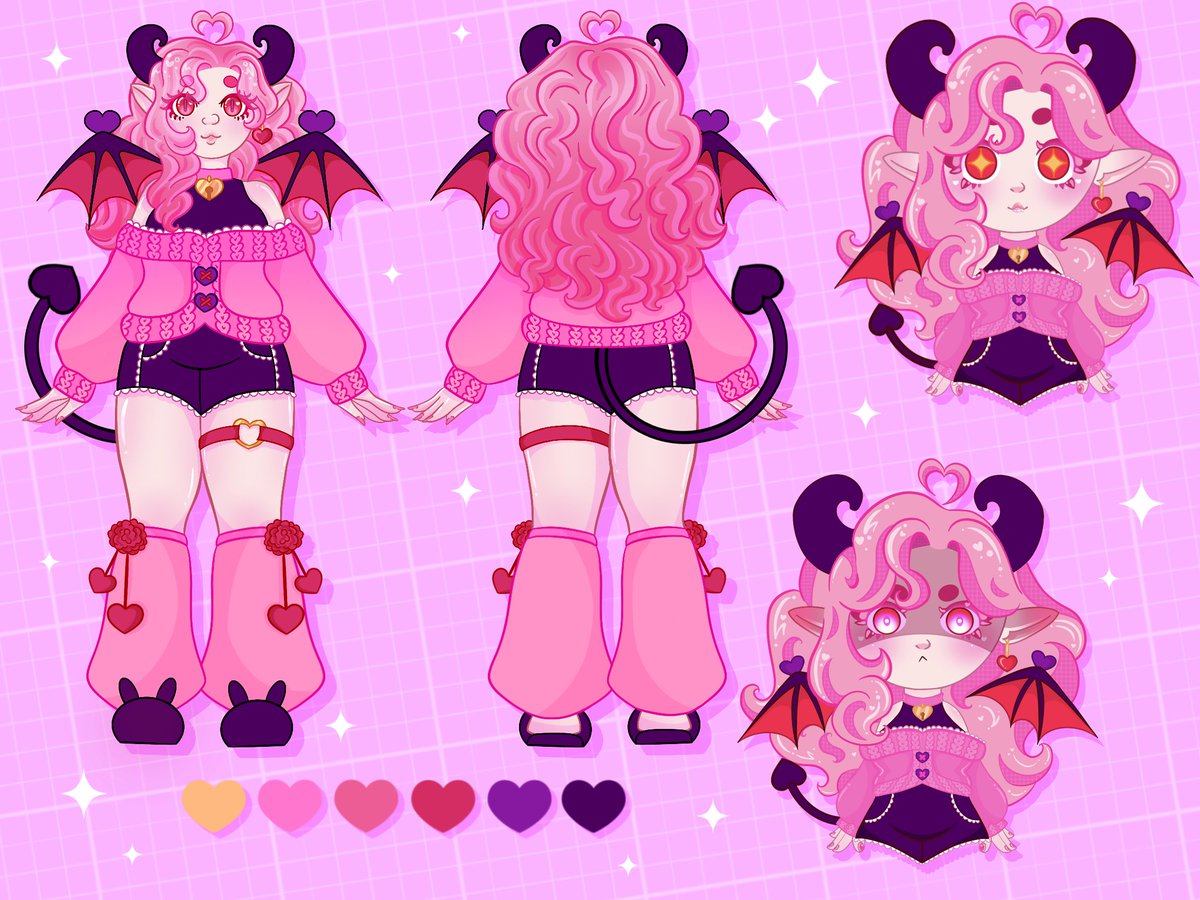 StrawbbDevil's tweet photo. Made this little reference sheet for my vtuber model <3 #vtuber #art #digitalart #vtubermodel https://t.co/MniQNFCcmv