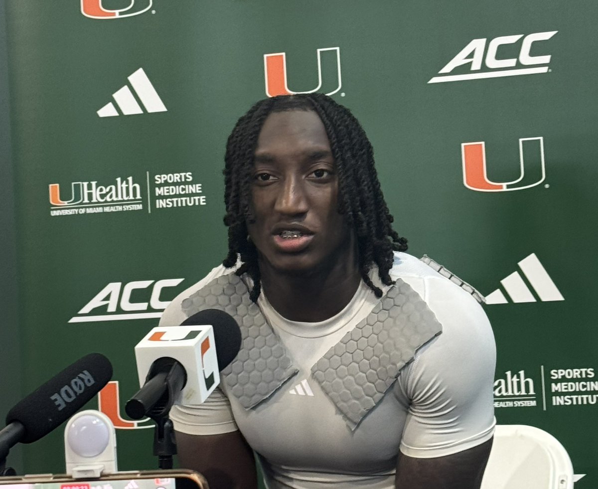 canesmuse's tweet photo. OJ Frederique on the going up against Miami’s WRs every day: 

“I appreciate them because if I don’t bring it they’re gonna take advantage.” https://t.co/UXloi0uBVF