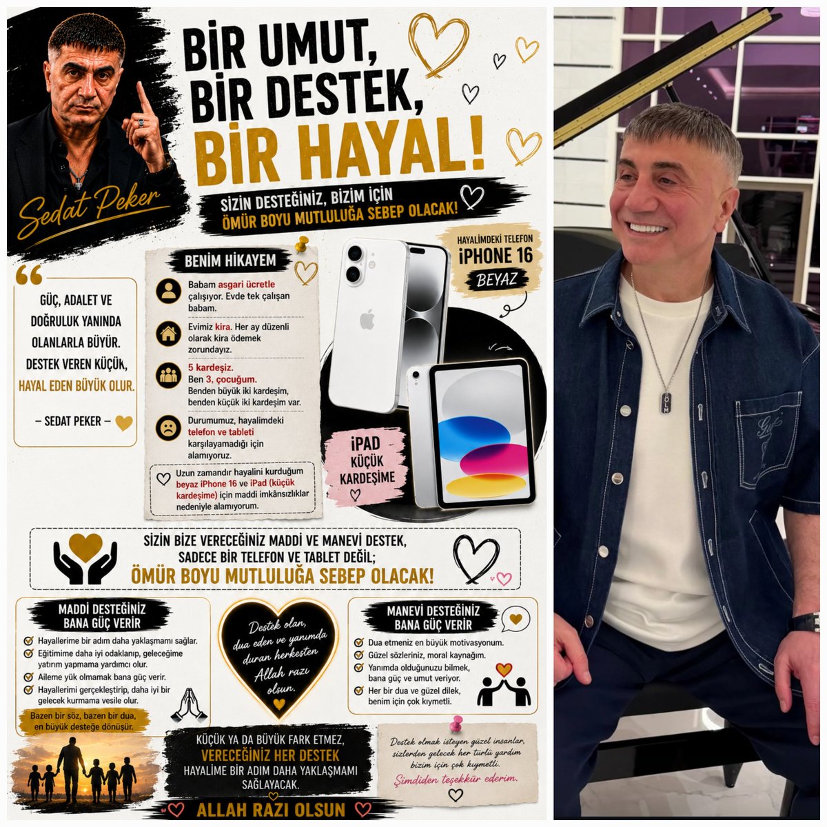 meryemyldrm78's tweet photo. Sizin desteğinize ihtiyacımız var 5 kardeşiz babam asgari ücretle çalışıyor evde tek çalışan babam evimiz kira sizden maddi ve manevi destek ve hayalini kurduğum beyaz iPhone 16'yı ve küçük kardeşimde tablet istiyorum @sedat_peker @hizirreis999 @COLASLANl @Vanliamcan 🤘🇹🇷🤘🇹🇷 https://t.co/ru4kVBAJYA