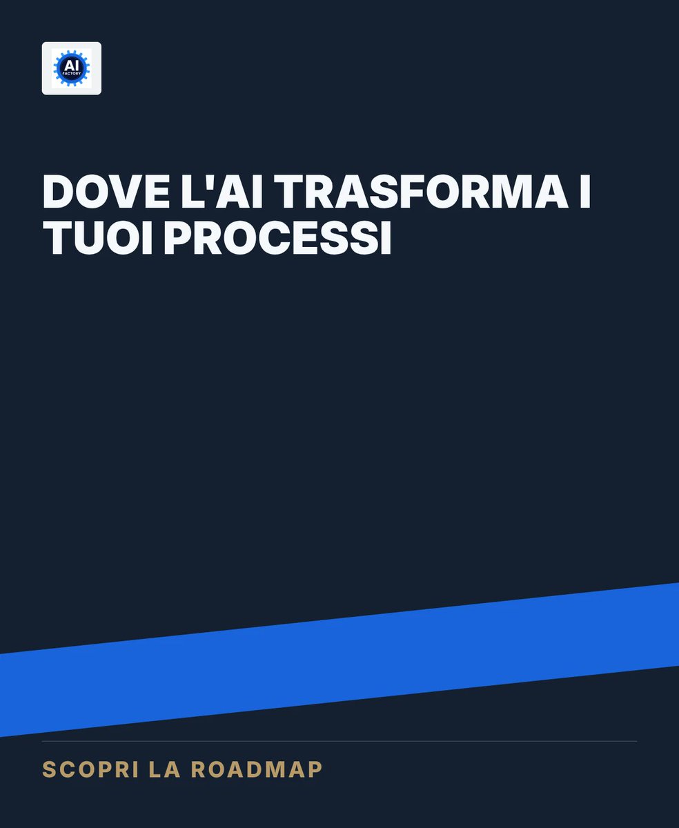 AIFactorygroup's tweet photo. Non tutte le aree aziendali sono pronte per l'AI allo stesso modo. Un assessment strutturato ti aiuta a individuare i processi con il maggior potenziale di trasformazione. 1/3 https://t.co/SIT7Nwqqar