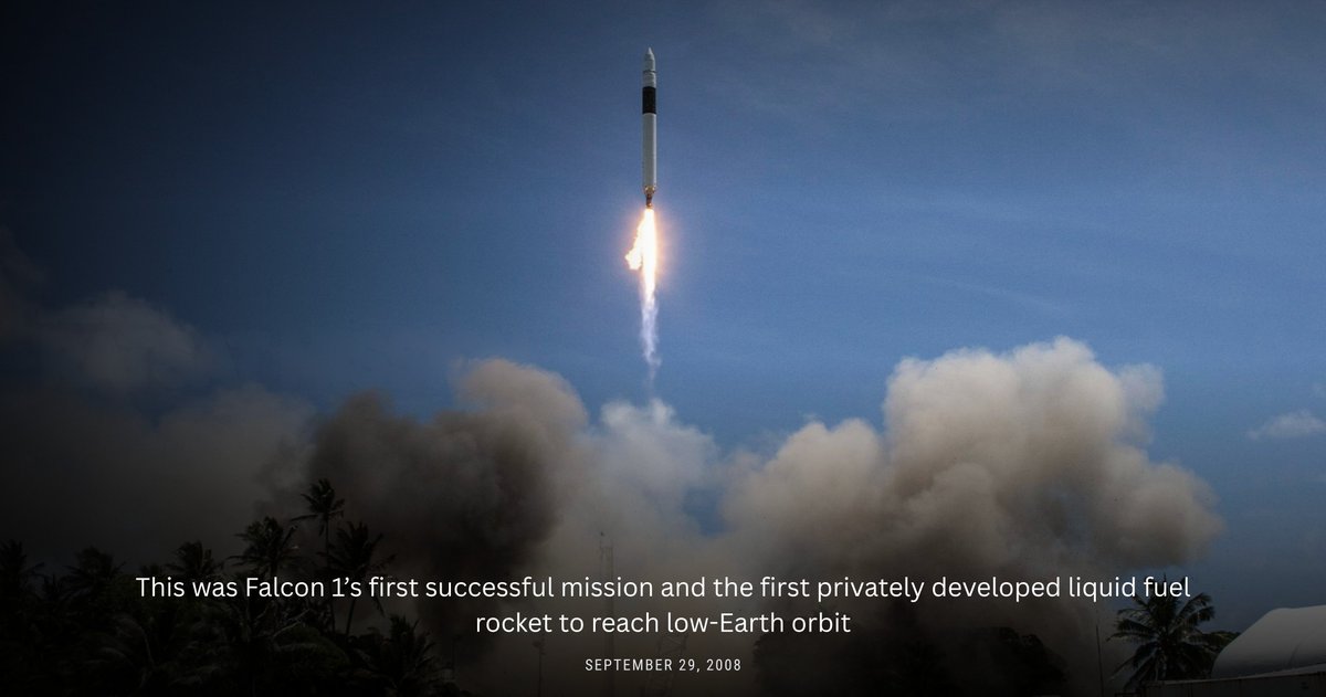XFreeze's tweet photo. For Elon, that one launch meant life...

After three Falcon 1 failures, the fourth launch had to work. The team had barely scraped enough together for one final attempt before bankruptcy

And it did

That one success gave Elon Musk and SpaceX the chance to keep going

Nearly two decades later, SpaceX has now become something far bigger than a rocket company

A beacon of hope for humanity

Starlink connects the planet
Dragon carries humans to space
Starship is being built to take civilization beyond Earth

SpaceX is becoming humanity’s modern Noah’s Ark....building the capability to carry life beyond a single planet

And all of it almost disappeared before it even began

One final attempt changed everything