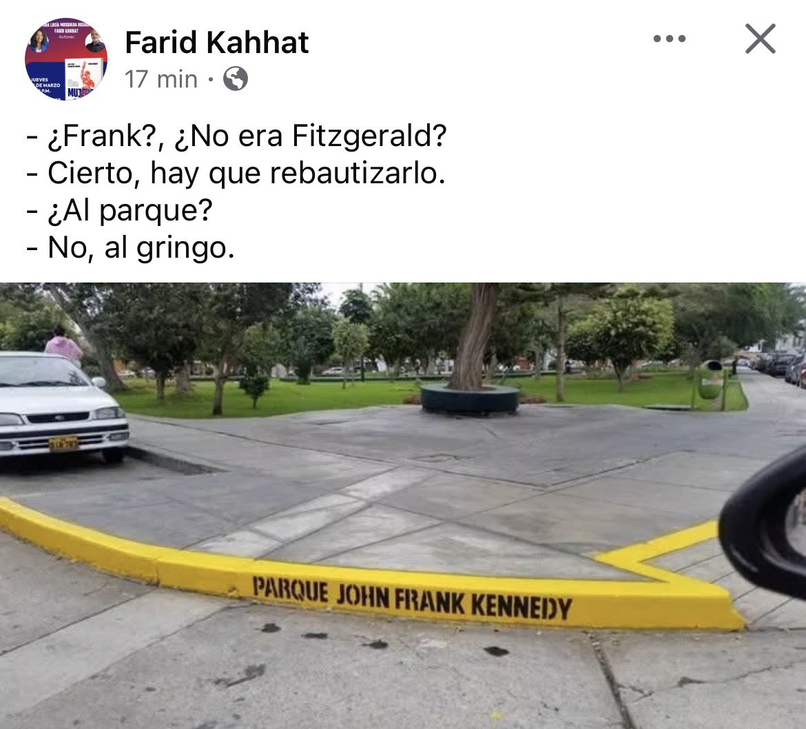 ultimarrojicia's tweet photo. El alcalde de Renovación Medieval rebautizó el parque de Miraflores y también al gringo. https://t.co/nYykedSPm6