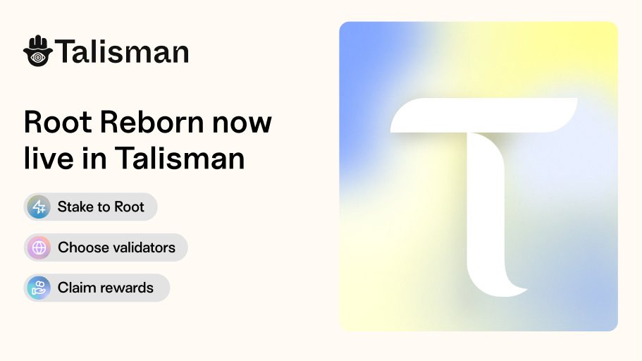 wearetalisman's tweet photo. @TaoOutsider When the network evolves, so does Talisman.
Root reward claiming is now live in the wallet. https://t.co/tT7OahDn3D