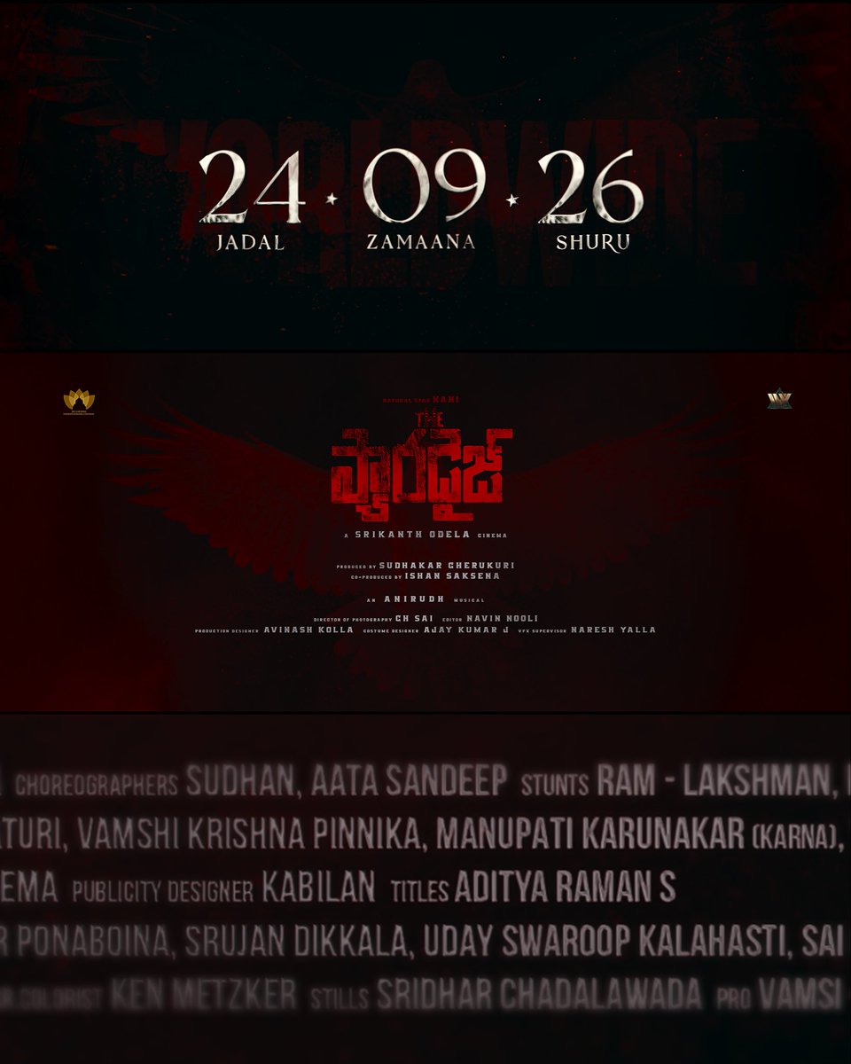 ItsAdityaRaman's tweet photo. Teaser title cards for @TheParadiseOffl 🐦‍⬛

#TheParadiseTeaser ☄️ https://t.co/2Or9FEHQdX