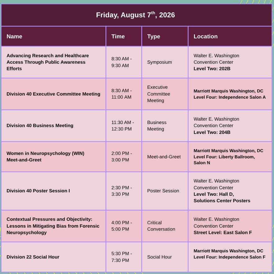 APADivision40's tweet photo. Don't miss out on the exciting SCN programming for day 2 of #APA2026 🧠 💫 https://t.co/g0OQLLM6v8