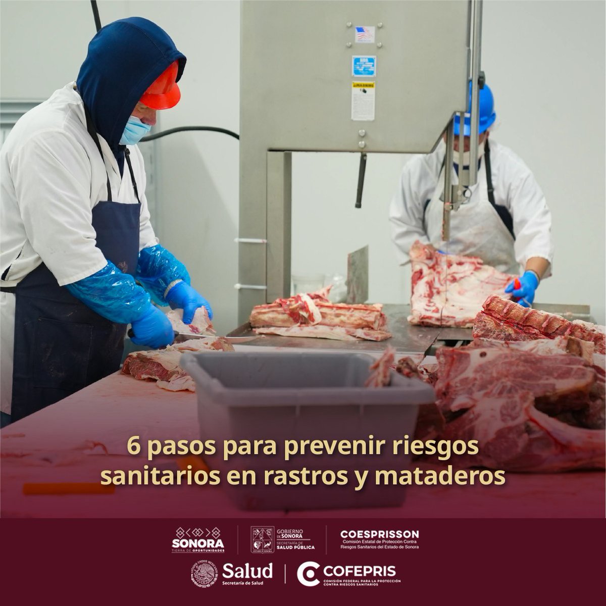 COESPRISSON's tweet photo. Durante los procesos de transformación, conservación y manipulación de productos cárnicos 🐂, es esencial cumplir con las condiciones higiénicas adecuadas. Esto permite prevenir enfermedades transmitidas por alimentos.
#CofeprisCuidaTuSalud #AlimentosInocuos #COESPRISSON https://t.co/B20EwdpORr