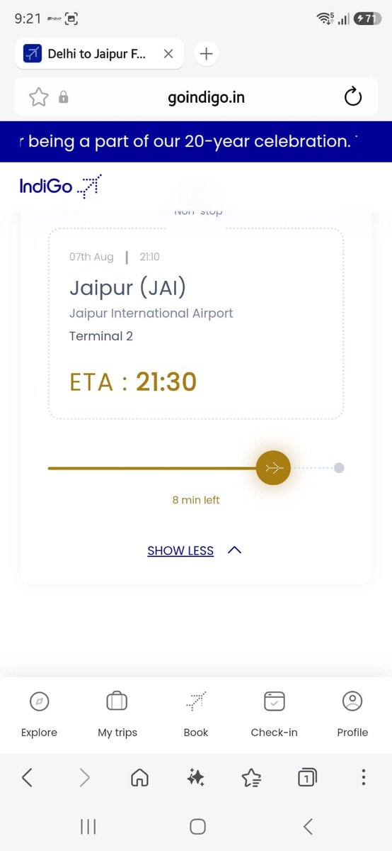 bhargavalokesh's tweet photo. @IndiGo6E Am asking about the incorrect infio provided on your app 
Kindly check , it's still to take off and you are showing its reaching Jaipur 
Why so ? https://t.co/56UA6xtWHI