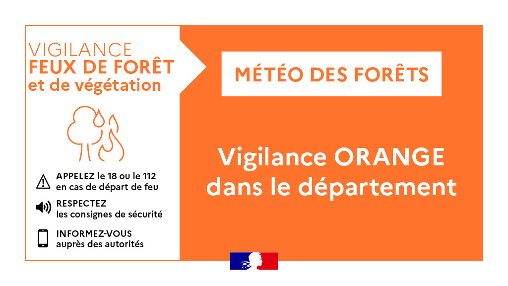 Image de Préfet de la Vendée - 📢 Prévention des incendies de forêt : passage au niveau de risque « élevé » (orange) en #Vendée à c