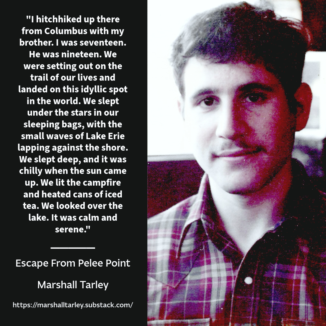 MarshallTarley's tweet photo. "I hitchhiked up there from Columbus with my brother. I was seventeen. He was nineteen. We were setting out on the trail of our lives and landed on this idyllic spot in the world." - Escape From Pelee Point 
Read and subscribe on Substack: https://t.co/IgLdWnhj1L https://t.co/OXerPxtCya