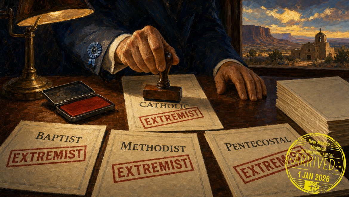 NMMadness's tweet photo. @RepGabeVasquez called Legacy Church a "MAGA extremist church" for teaching that marriage is between a man and a woman.

So does the Catholic Church.

So do Southern Baptists, Pentecostals, the Orthodox, and the Global Methodists.

Whose pew gets stamped next? Article👇 #nmpol https://t.co/GsY877VFsa