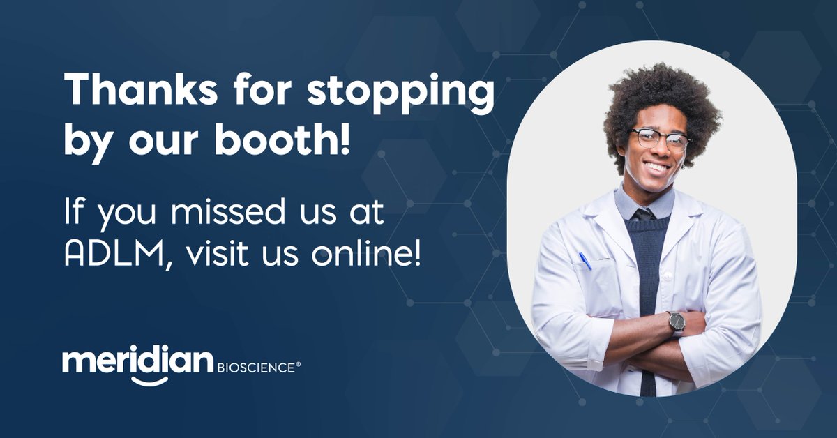 Meridian_Bio's tweet photo. Thank you to everyone who visited the Meridian Bioscience booth at #ADLM. We appreciated the opportunity to connect and discuss the future of diagnostics. For more information about Meridian Bioscience visit our website: https://t.co/eOu5qjglmE

#ADLM2026 #Diagnostics https://t.co/7J7q5A9Lbp