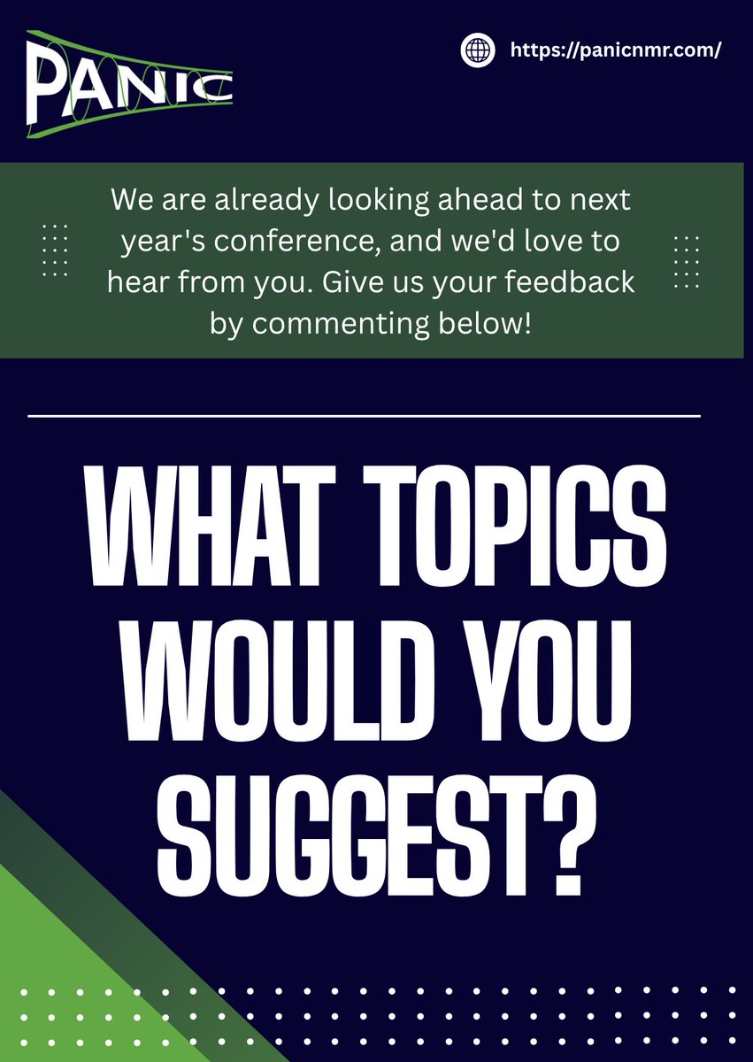 panicnmr's tweet photo. Help shape #PANICNMR2027!

What topics would you like to see on next year's program? Any emerging applications or speakers you'd recommend?

Drop your ideas below—we're always looking for suggestions from the NMR community!

#NMRchat https://t.co/lB0oZC20Ey