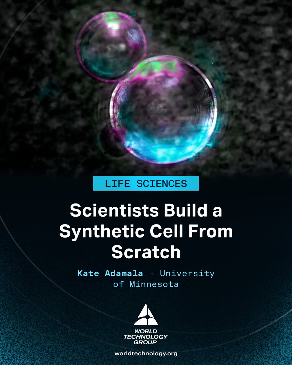 WTechGroup's tweet photo. Life, rebuilt from chemistry.

Kate Adamala and @UMNews researchers created SpudCell, a synthetic cell made from non-living components that can grow, copy its genome, and divide.

🔗 https://t.co/VMHjyfEHxG

#CelebrateHumanIngenuity #LifeSciences https://t.co/t2HSrZ6z89