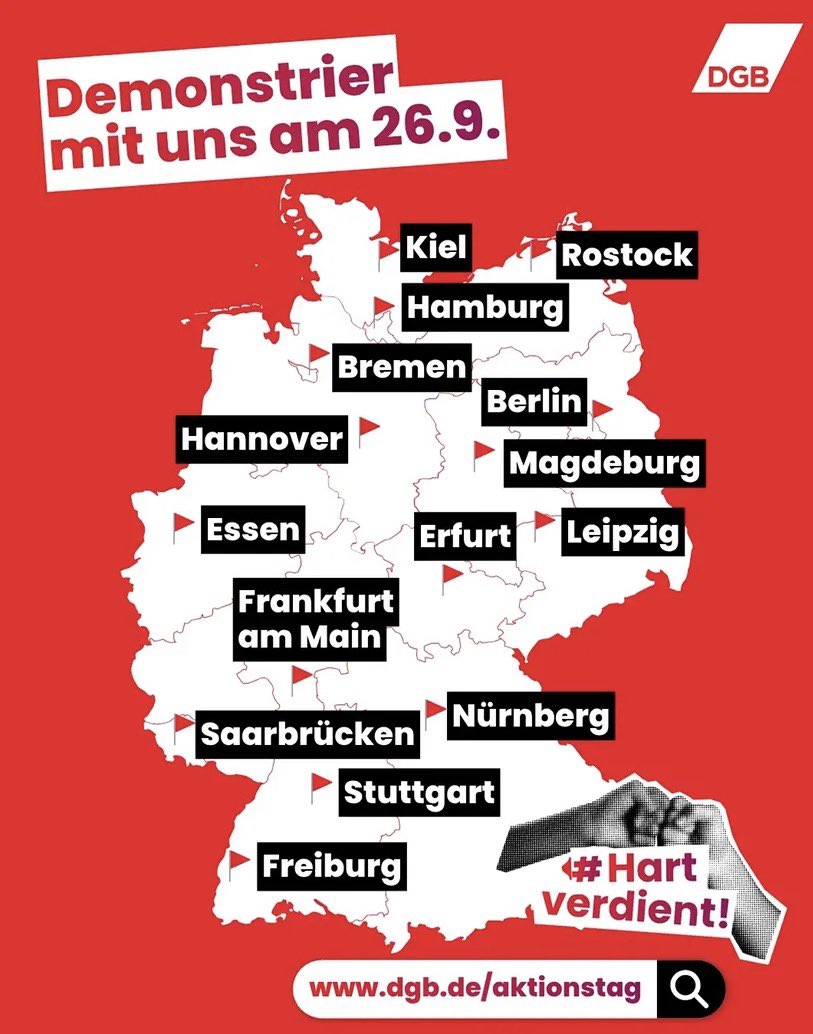 Christi61278506's tweet photo. Das was diese Regierung macht ist ein Angriff auf unseren Sozialstaat, ja sie wollen ihn zerstören, aber nicht mit uns! 
#SavetheDate 
@dgb_news 
@dielinkebt 
#Demo https://t.co/1pQaa6Vqxk